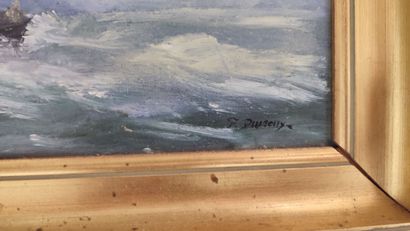 Lot of framed pieces representing seascapes
One...