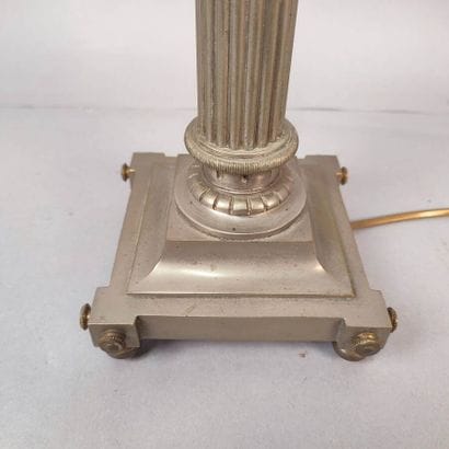 Tapered and fluted column lamp in silver...