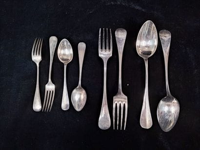 Household silver plated metal, model baguette,...