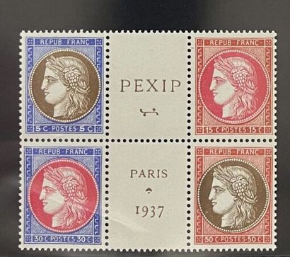 ** Yv. N°348/351 France : PEXIP 1937, bloc...