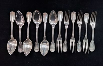 CHRISTOFLE
Twelve silver plated cutlery with...