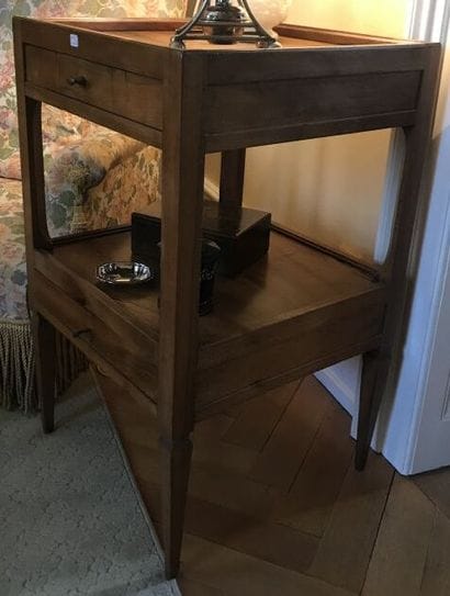 Square pedestal table in fruit wood with...