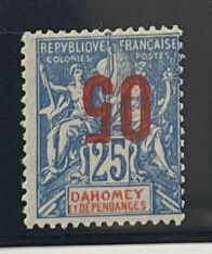 * Yv. N°37a Dahomey : 05 on 25c blue 