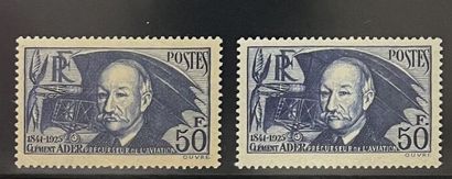** Yv. N°398 + 398A	France : 50 F Ader, 2...