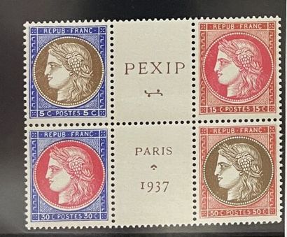 ** Yv. N°348/351 France : PEXIP 1937, bloc...