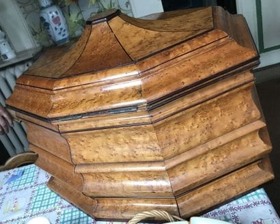Octagonal molded planter
Tapered mahogany...