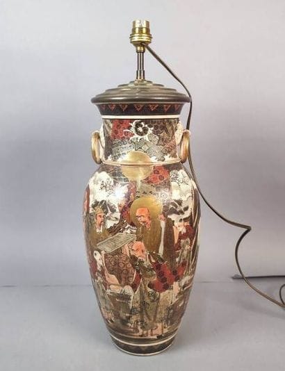 Ceramic satsuma vase with characters decoration
Two...