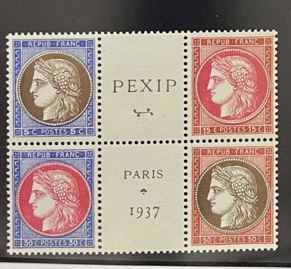 ** Yv. N°348/351 France : PEXIP 1937, bloc...