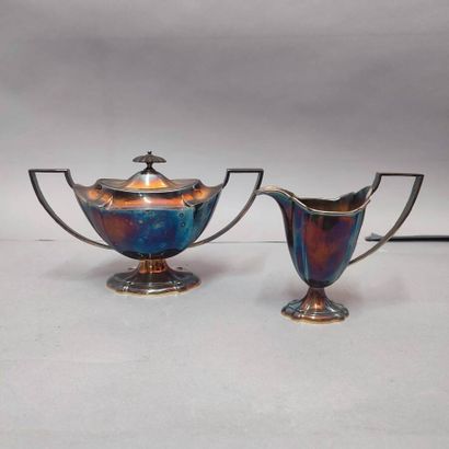 English tea service in silver plated metal...