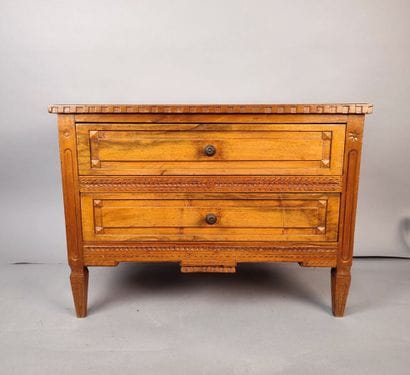 Chest of drawers in fruitwood with incised...