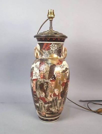 Ceramic satsuma vase with characters decoration
Two...