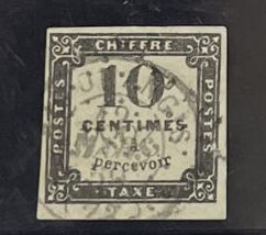 O Yv. Taxe N°1	France : 10c noir obl PC 2684...