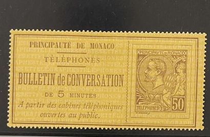 (*) Yv. Téléphone N°1	Monaco : 50c brun sur...
