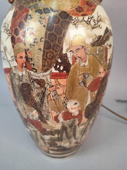 Ceramic satsuma vase with characters decoration
Two...
