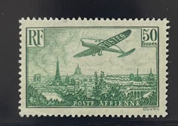 * Yv. PA N°14	France : 50F vert-jaune, infime...