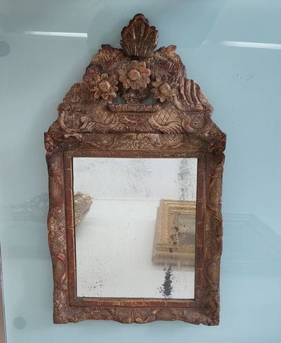 Gilded wood mirror in the Louis XV style,...