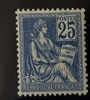 **Yv. N°114 France : Mouchon 25c blue T.I...
