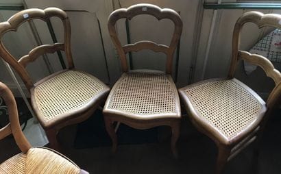 Three fluted chairs in fruit wood
One joined...