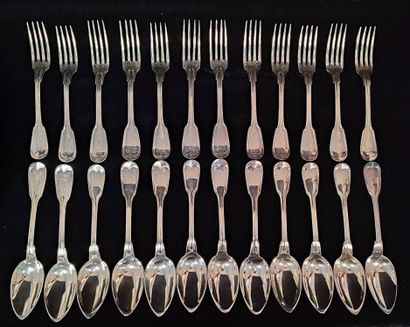 CHRISTOFLE
Twelve silver plated cutlery with...