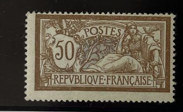 **Yv. N°120 France : Merson 50c brown and...