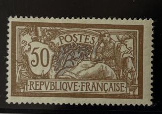 **Yv. N°120 France : Merson 50c brown and...