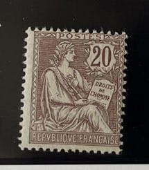 **Yv. N°126 France : Mouchon 20c brown-lilac...