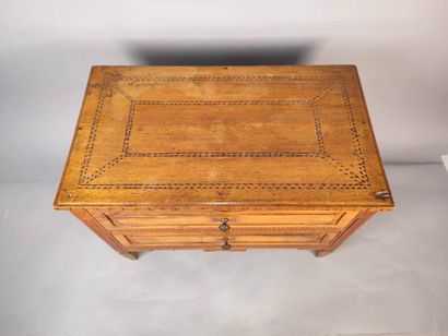 Chest of drawers in fruitwood with incised...