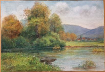 Modern school
Landscape with a pond in autumn
Pastel
Signed...