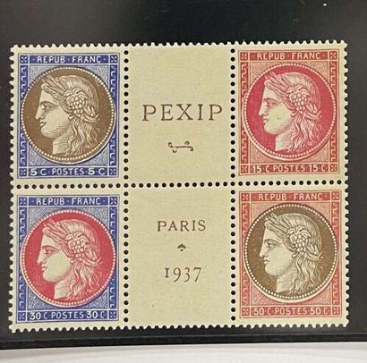 ** Yv. N°348/351 France : PEXIP 1937, bloc...