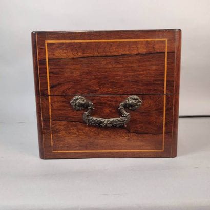 Rosewood liqueur cellar box inlaid with light...
