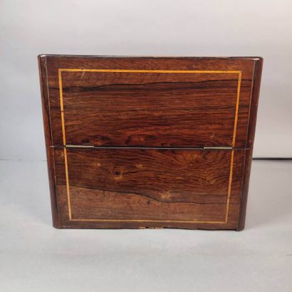 Rosewood liqueur cellar box inlaid with light...