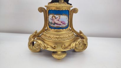 Pair of gilt bronze candelabras decorated...