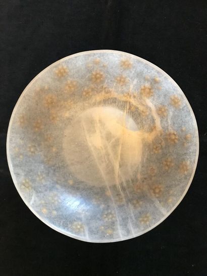 Large heeled milky rock crystal bowl, the...