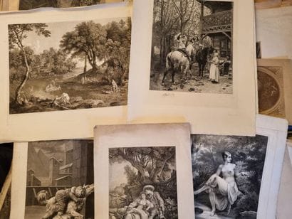 Important set of engravings : genre scenes...