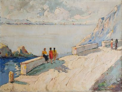 MODERN SCHOOL
Seaside
Oil on canvas, signed...