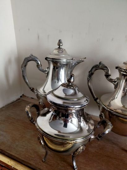 Tea and coffee set in silver plated meta...