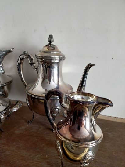 Tea and coffee set in silver plated meta...