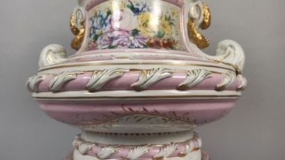 Porcelain covered vase with polychrome and...