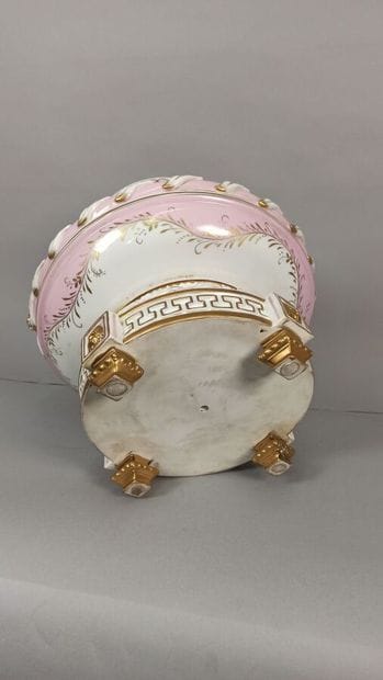 Porcelain covered vase with polychrome and...
