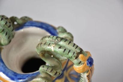 Pair of vases in the taste of Italian majolica...