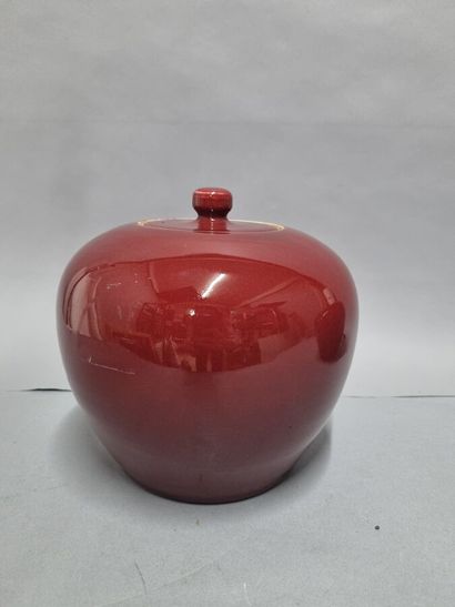 Set of three ginger pots in oxblood porcelain....