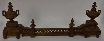 Four andirons with bronze firebars, Louis...