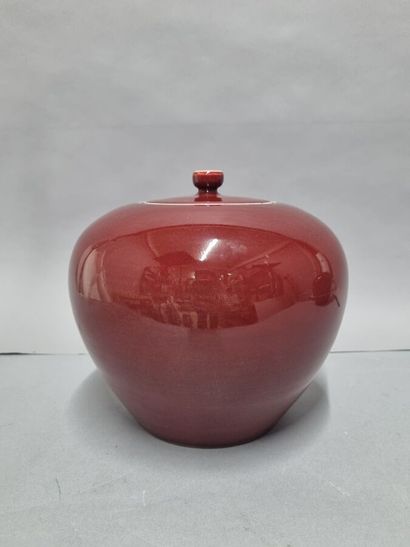 Set of three ginger pots in oxblood porcelain....