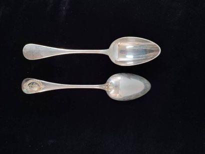 Six large silver cutlery with medallion decoration,...