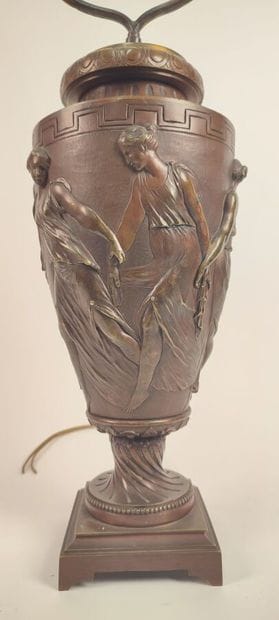 Bronze vase with brown patina decorated with...