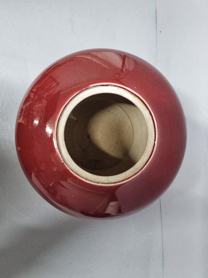Set of three ginger pots in oxblood porcelain....