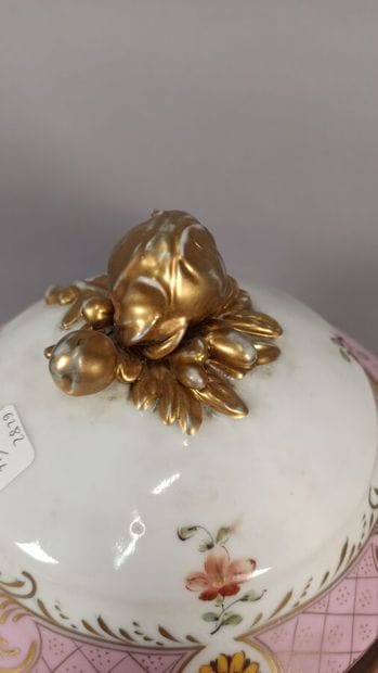 Porcelain covered vase with polychrome and...