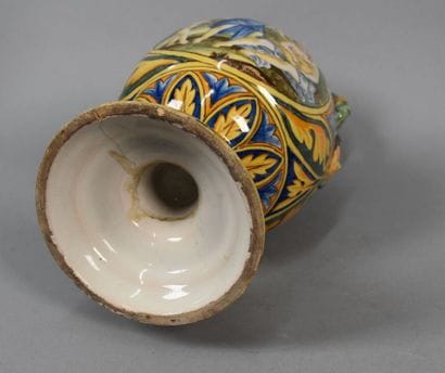 Pair of vases in the taste of Italian majolica...