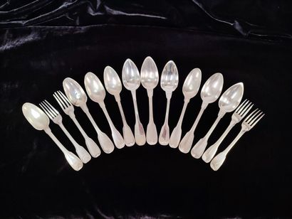 Set of silver cutlery: large spoons and forks
weight:...