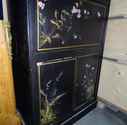 Secrétaire de dame en bois noirci à décor...